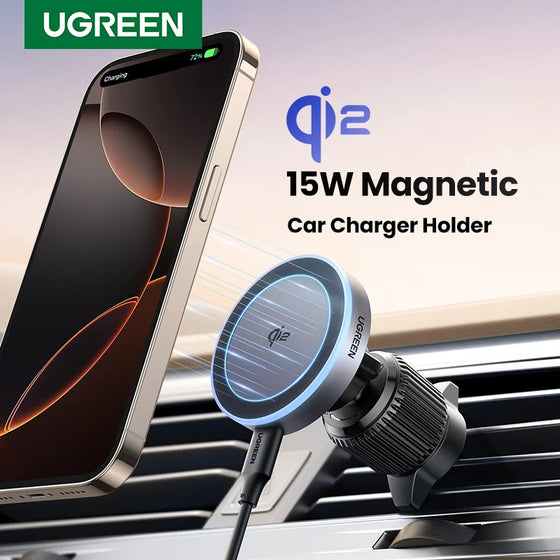 UGREEN Qi2 15W Magnetic Car Charger & Phone Holder
