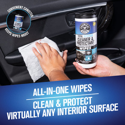 Chemical Guys Total Interior Cleaner and Protectant Wipes in use