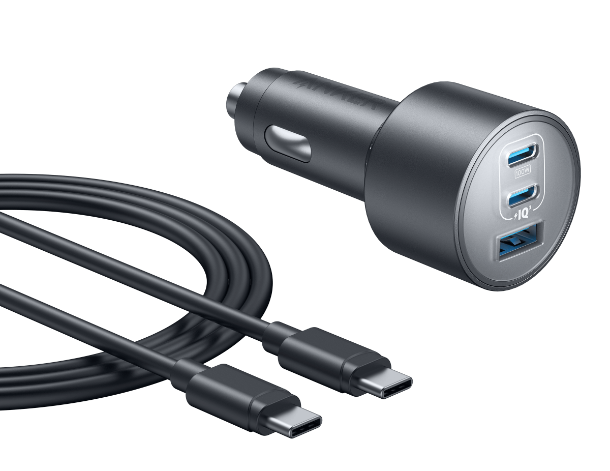 Anker Nano 167.5W 3-Port Car Charger with USB-C cable