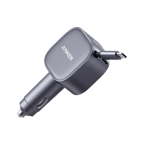 Anker Nano 75W Car Charger with retractable USB-C cable official product view