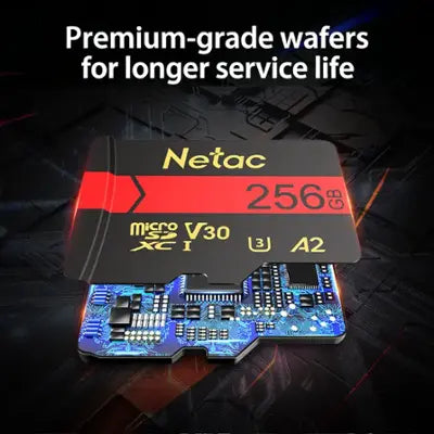 Netac 256GB U3 V30 A2 microSDXC memory card feature image